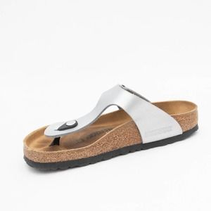 Birkenstock Women's Silver Gizeh Birko-Flor Sandals Size 36 US 5-5.5 (ONE SHOE)